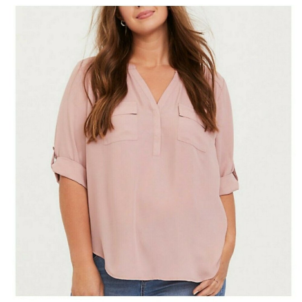 Torrid Blouse Harper Dusty Pink Georgette 00 M